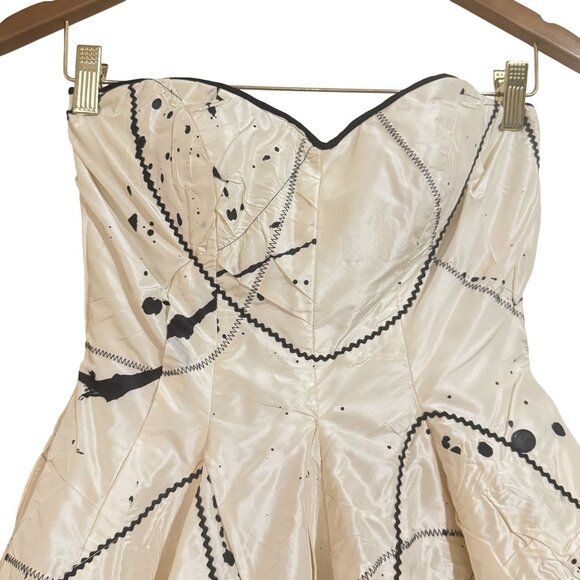 Vintage Fabrice Bergdorf Goodman 80s White Strapless Silk Silhouette Dress P - Picture 3 of 9